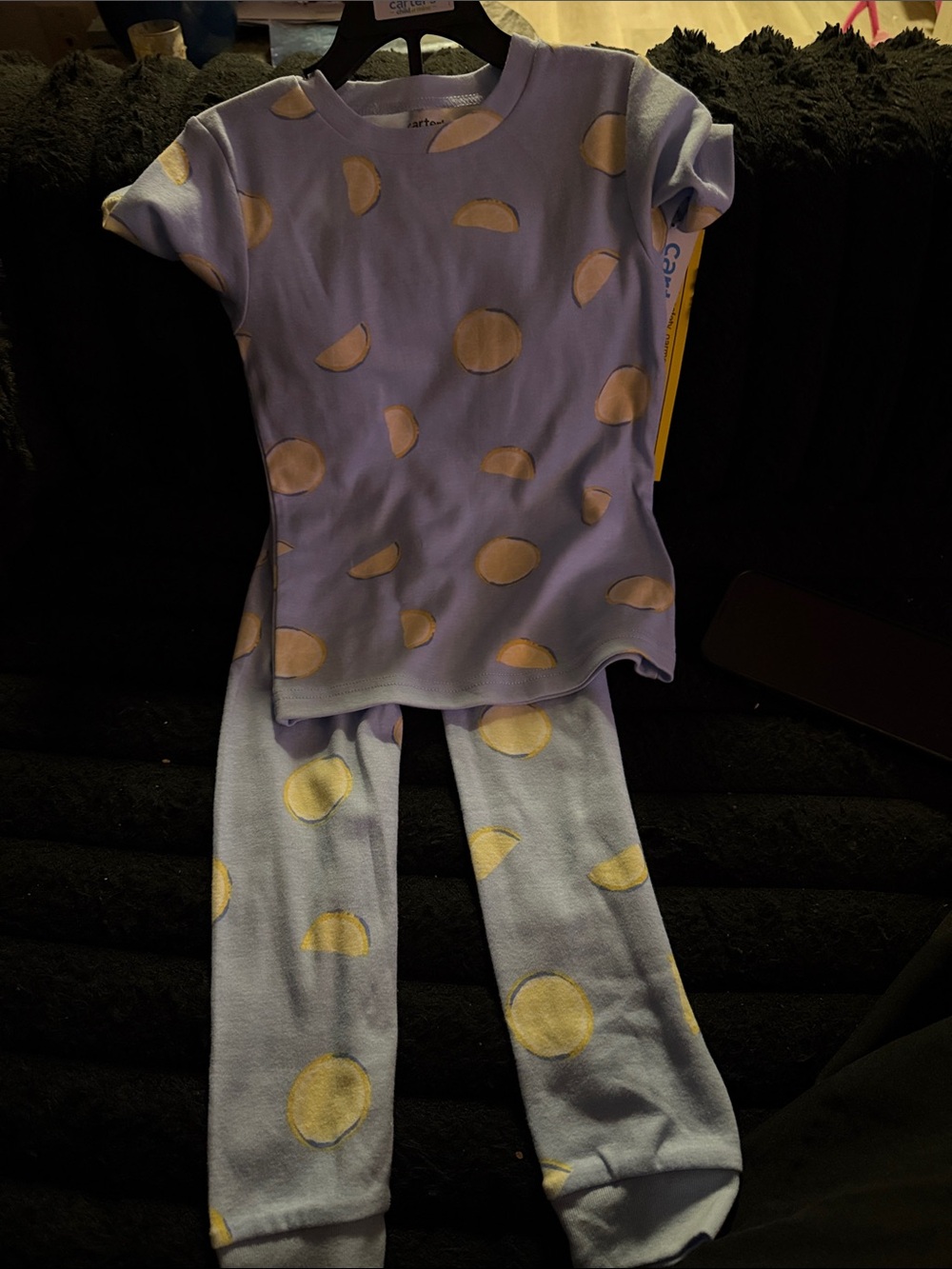 Carter's Lavender Short-Sleeve Pajama Set with Yellow Polka Dots